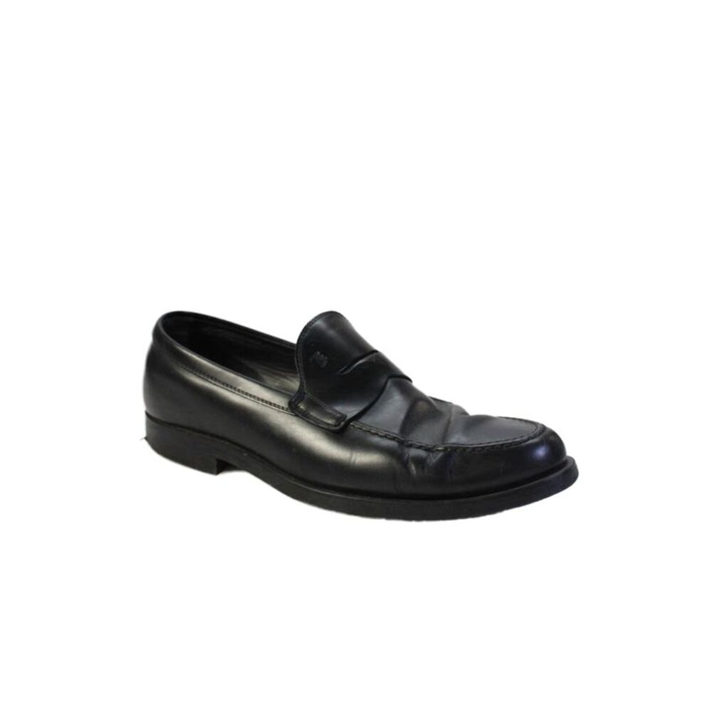 Tods Mens Leather Slide On Dress Shoe Loafers Black Size 10.5